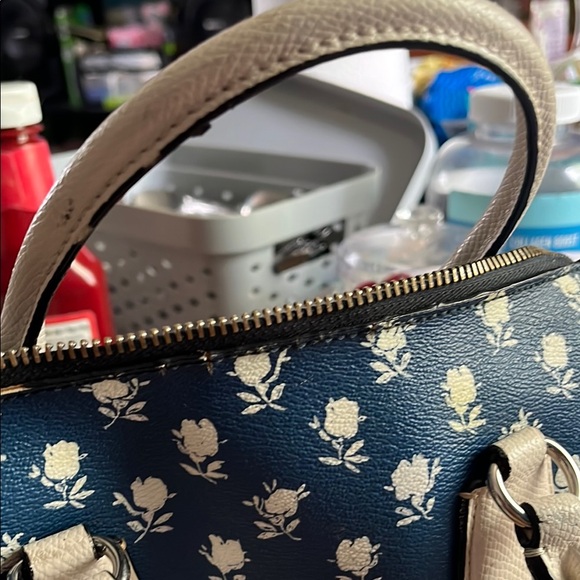 Coach Blue and White Floral Satchel - Picture 3 of 6